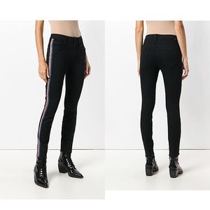MOTHER High Waisted Jeans With Glitter Side Stripes And Fray Ankle - NWOT